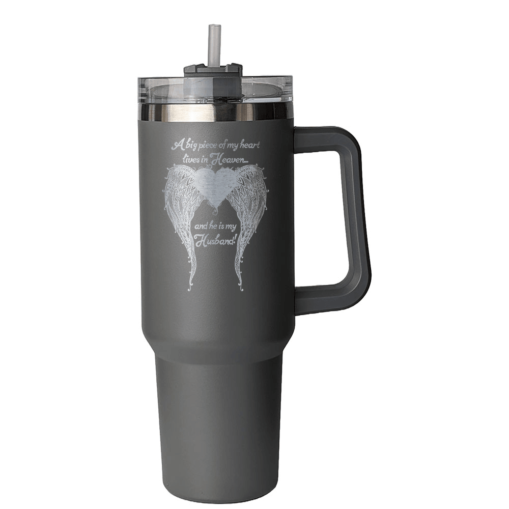 Husband - A Big Piece of my Heart 40 Ounce Laser Etched Tumbler - Guardian Angel Collection