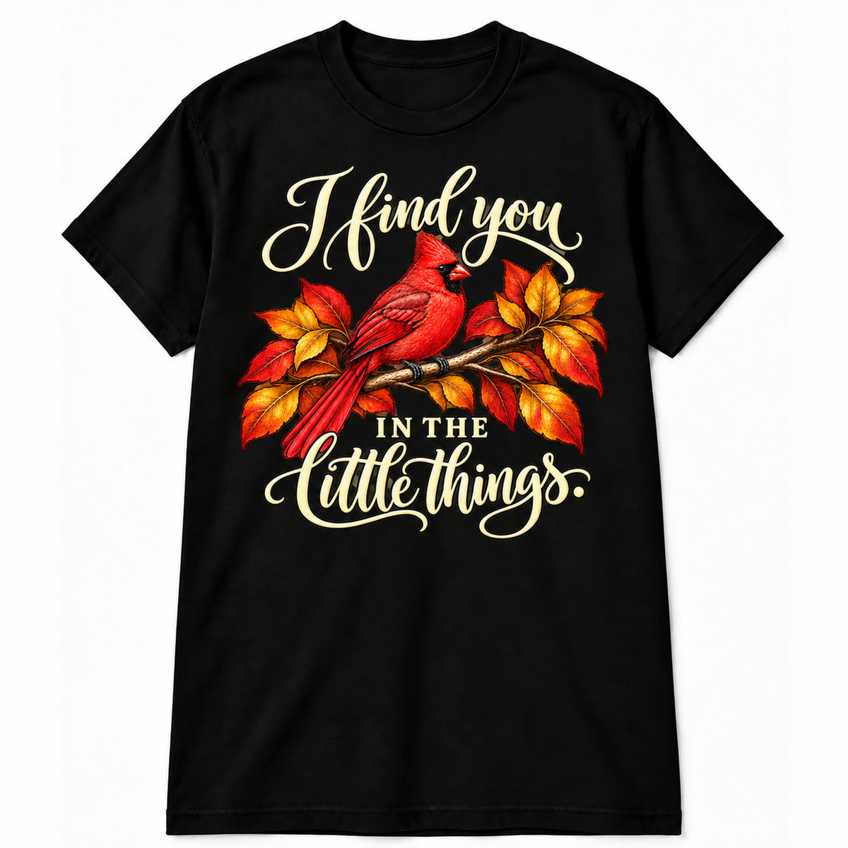 I Find You in the Little Things T-Shirt in Black with memorial artwork