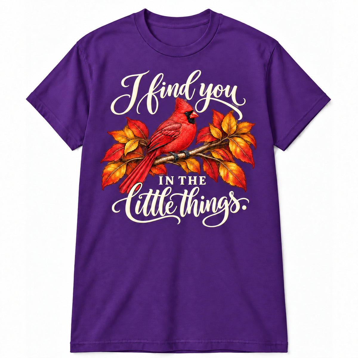 I Find You in the Little Things T-Shirt in Purple with memorial artwork