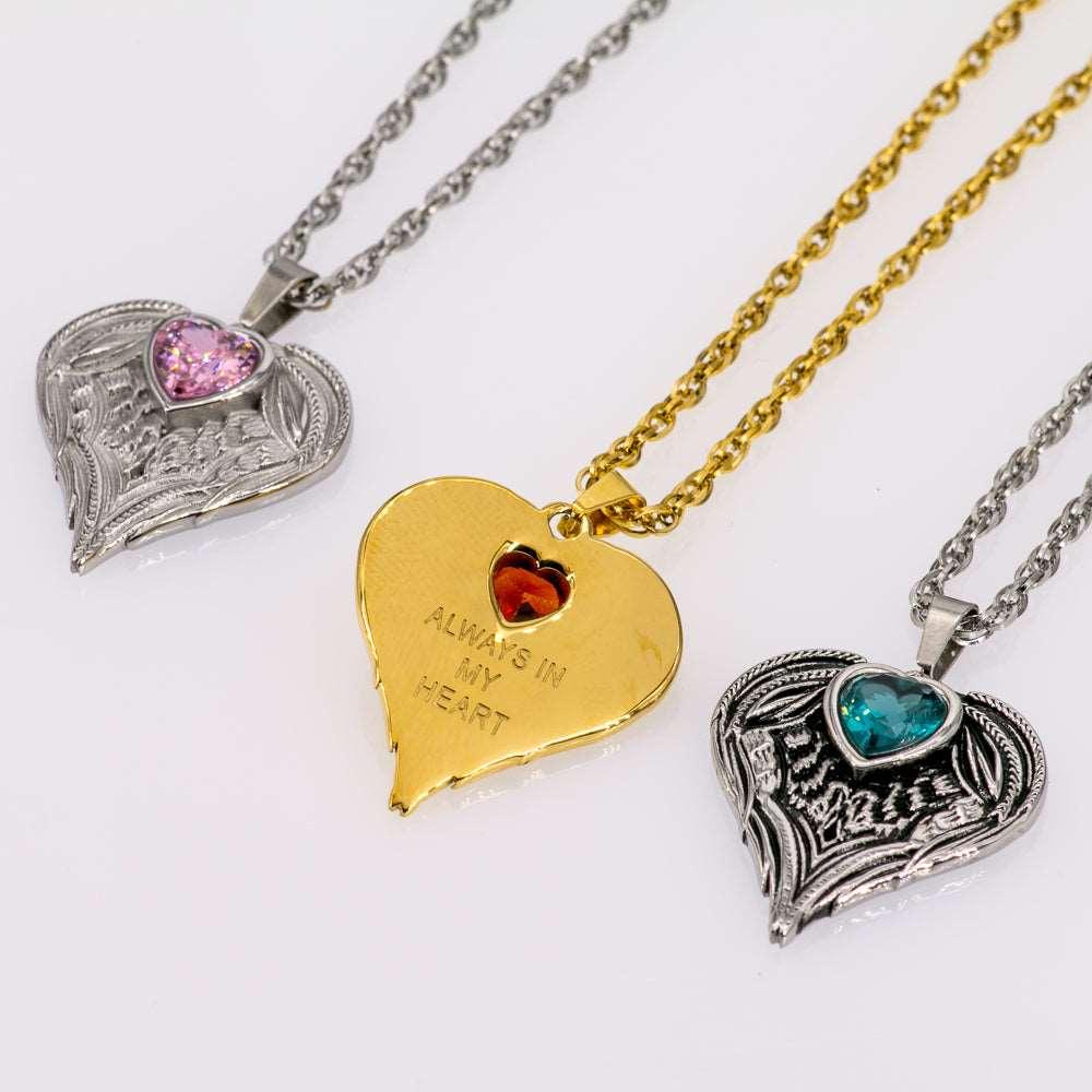 Always In My Heart Stainless Steel Birthstone Necklace - Guardian Angel Collection