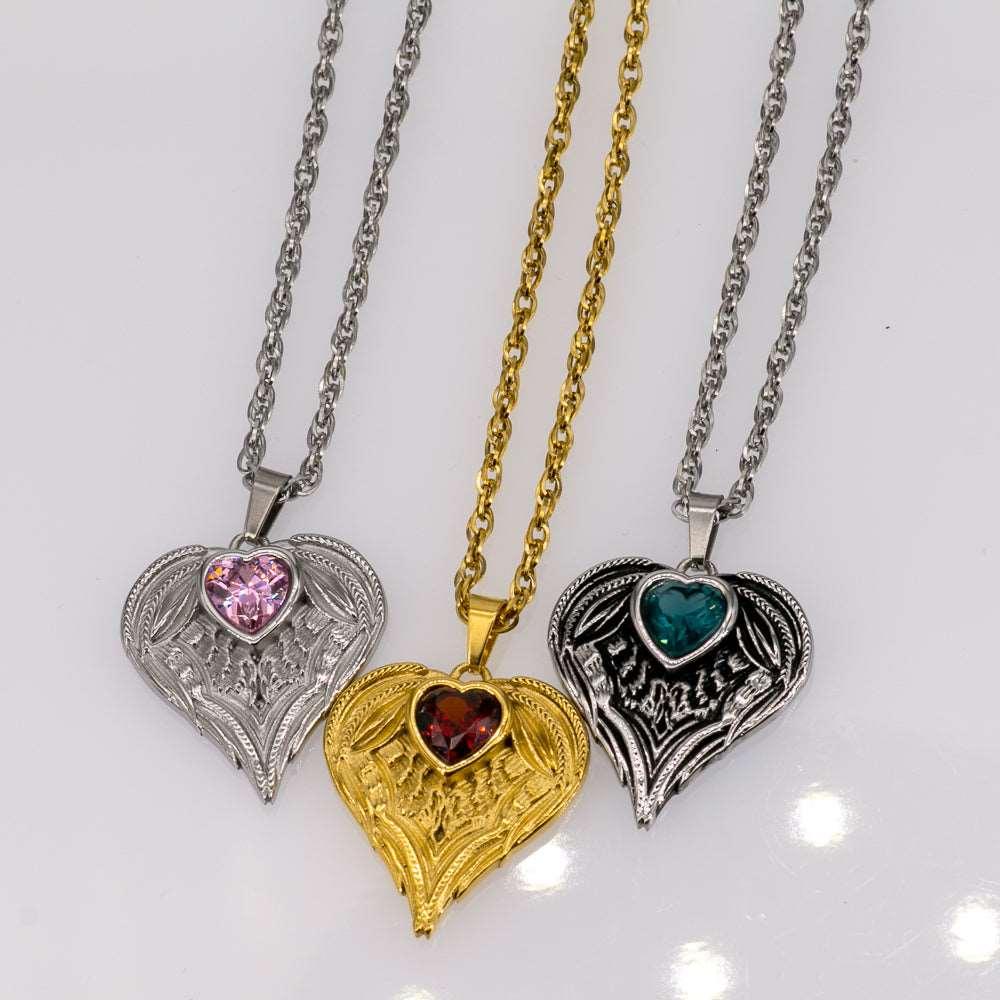 Always In My Heart Stainless Steel Birthstone Necklace - Guardian Angel Collection