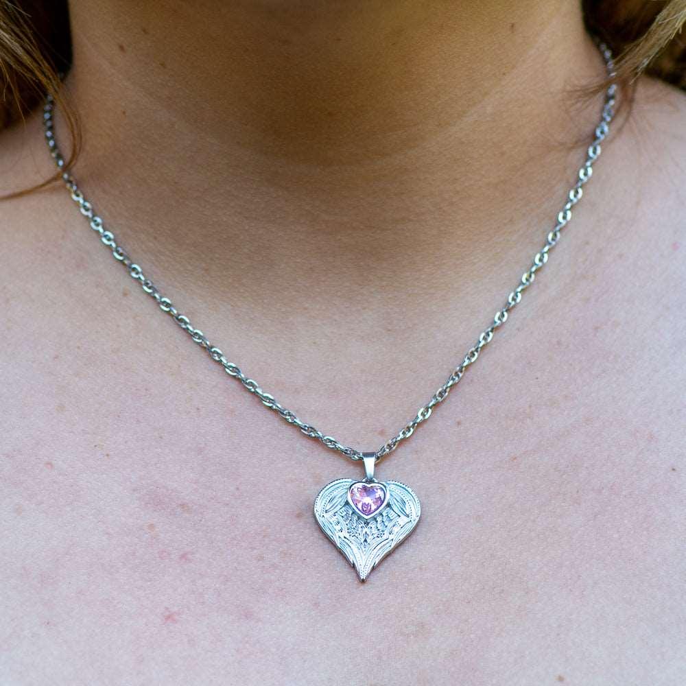 Always In My Heart Stainless Steel Birthstone Necklace - Guardian Angel Collection