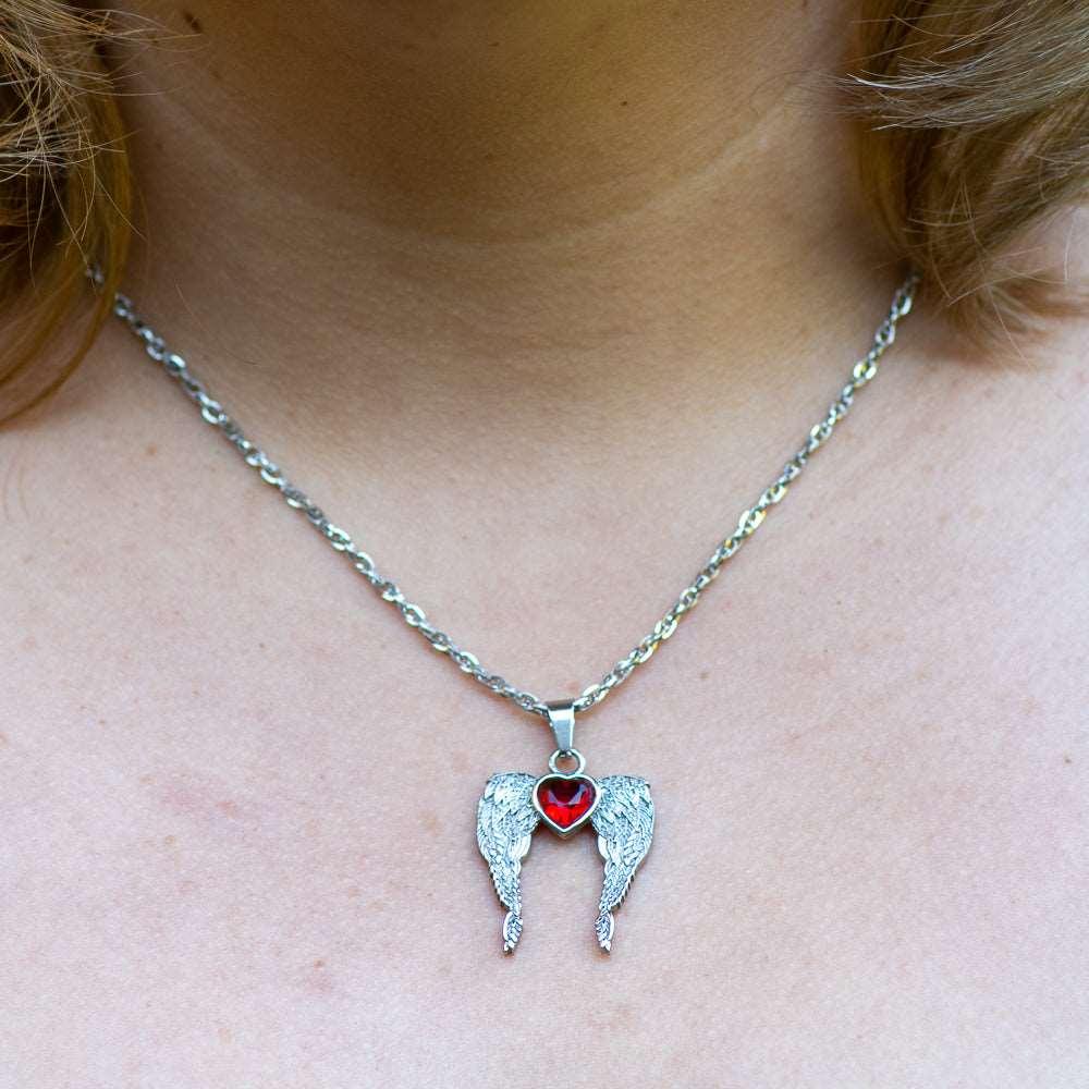 A Big Piece Of My Heart Lives In Heaven Stainless Steel Necklace - Guardian Angel Collection