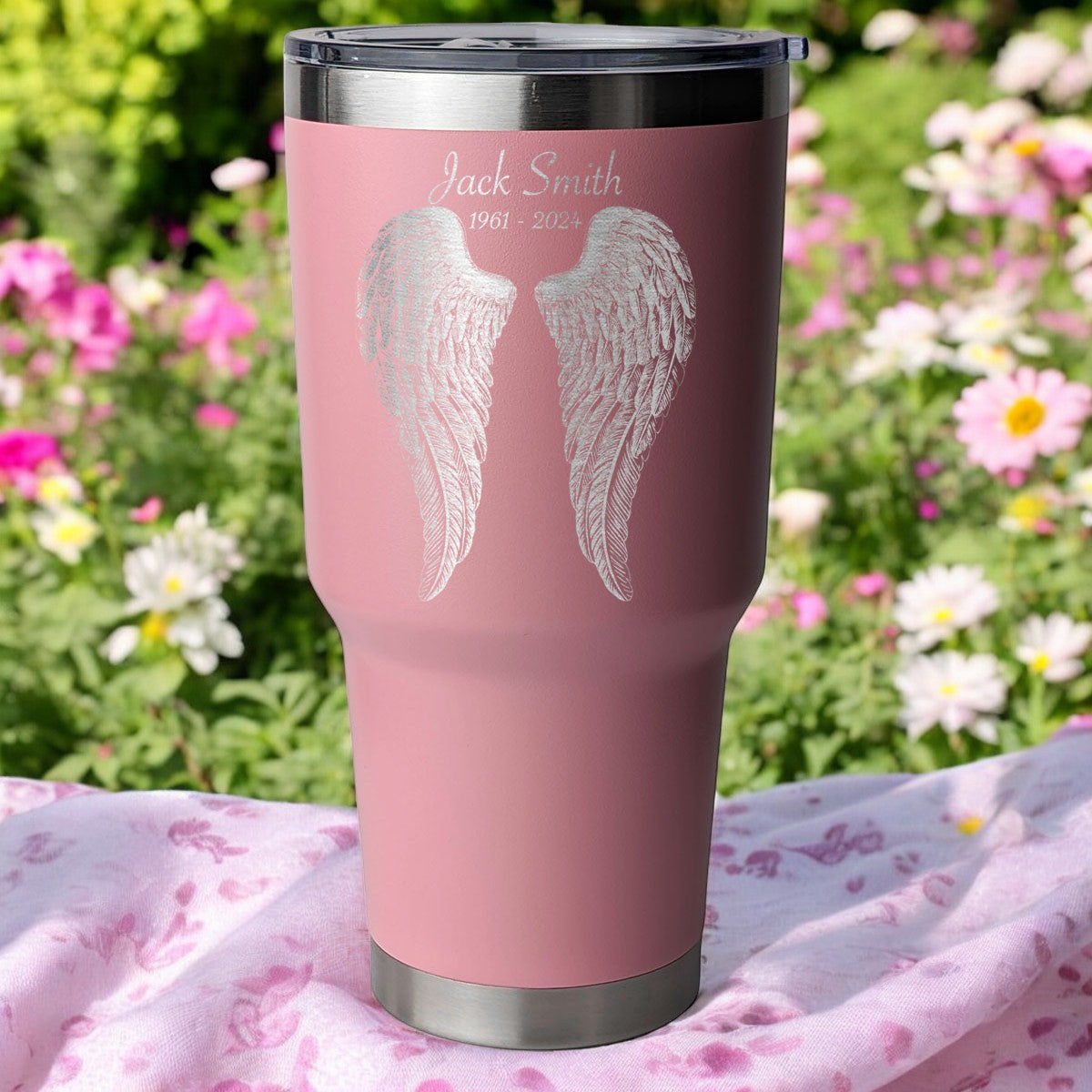 Wings of Remembrance 30 Ounce Personalized Laser Etched Tumbler