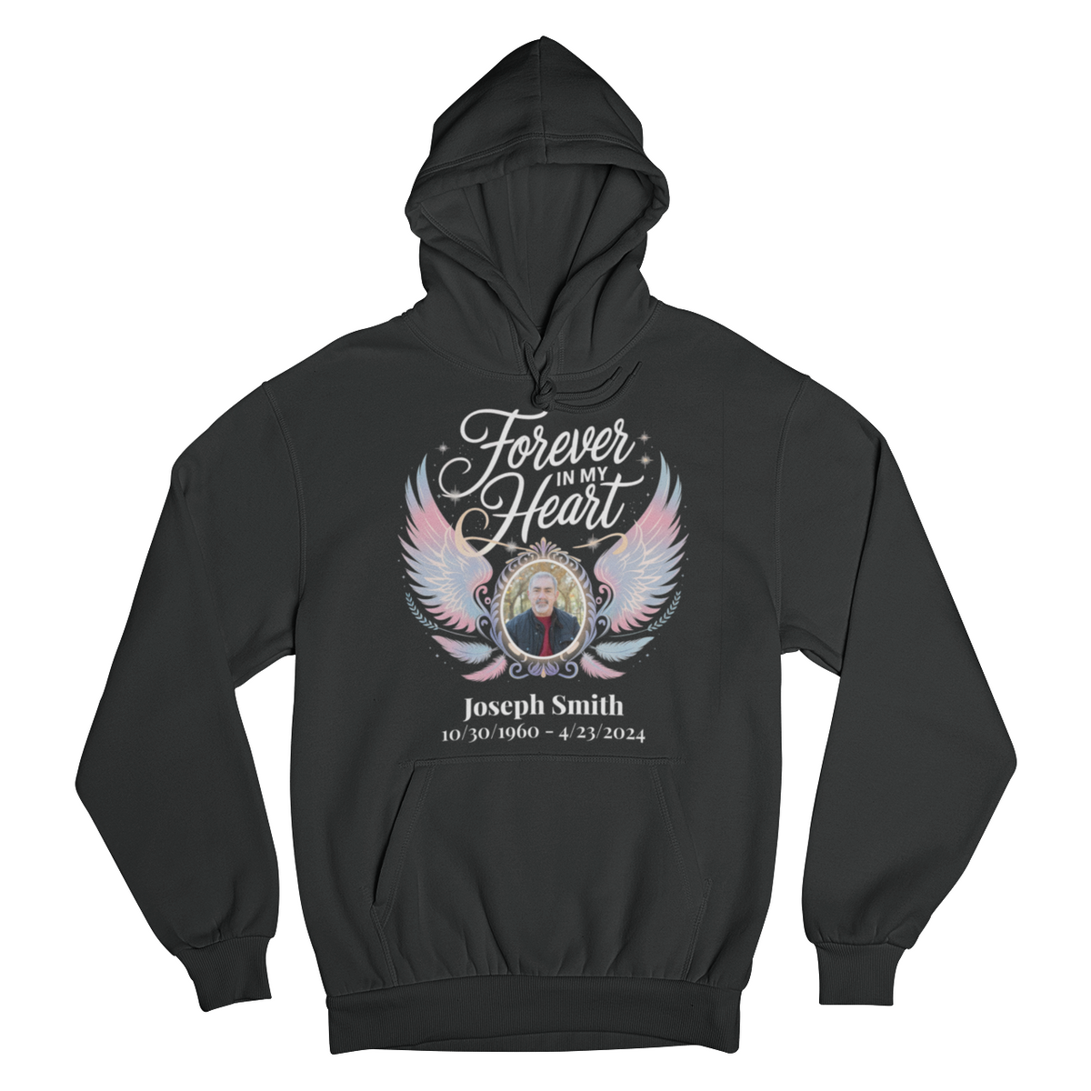 Forever in My Heart Personalized Memorial Hoodie – Custom Photo, Name &amp; Dates