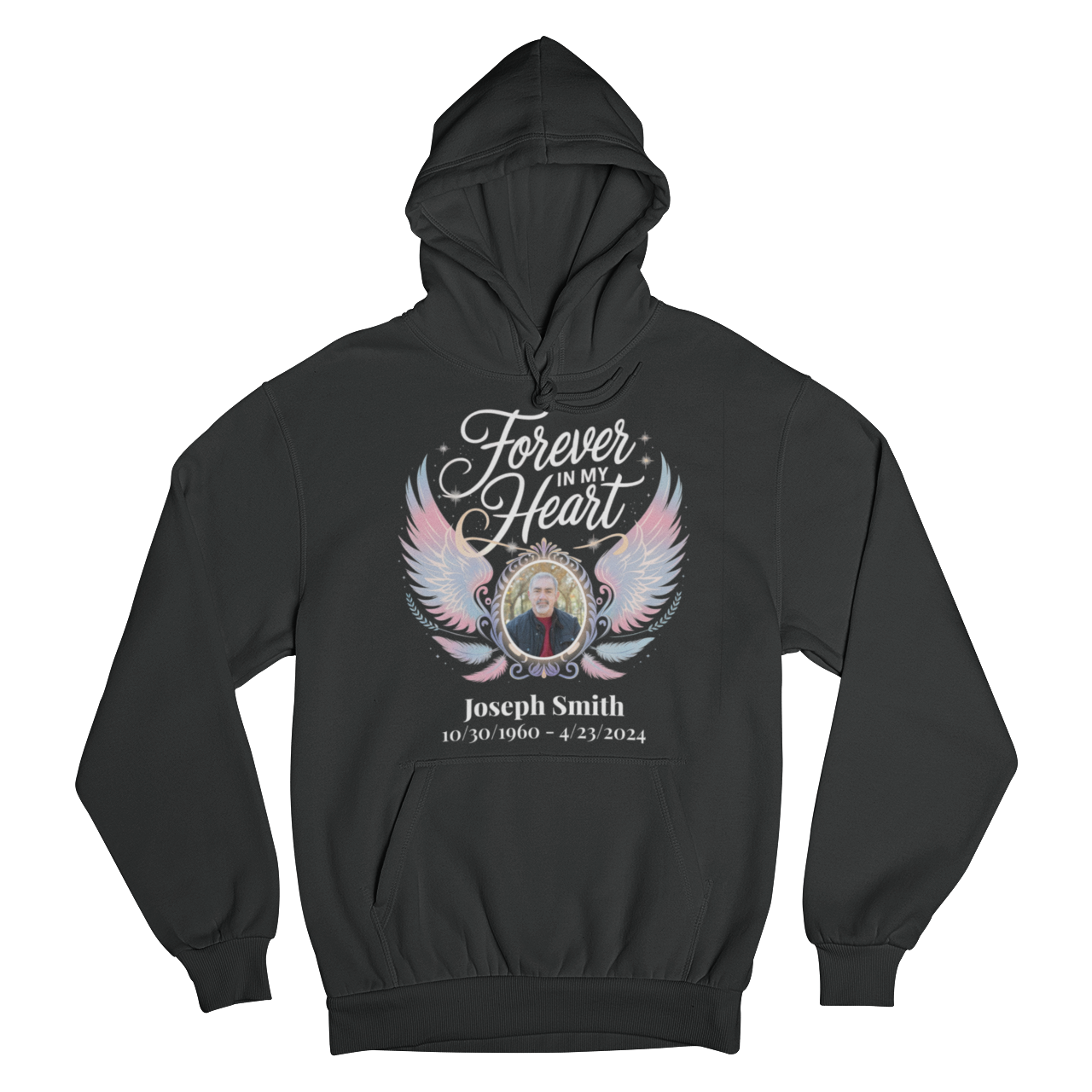 Forever in My Heart Personalized Memorial Hoodie – Custom Photo, Name & Dates