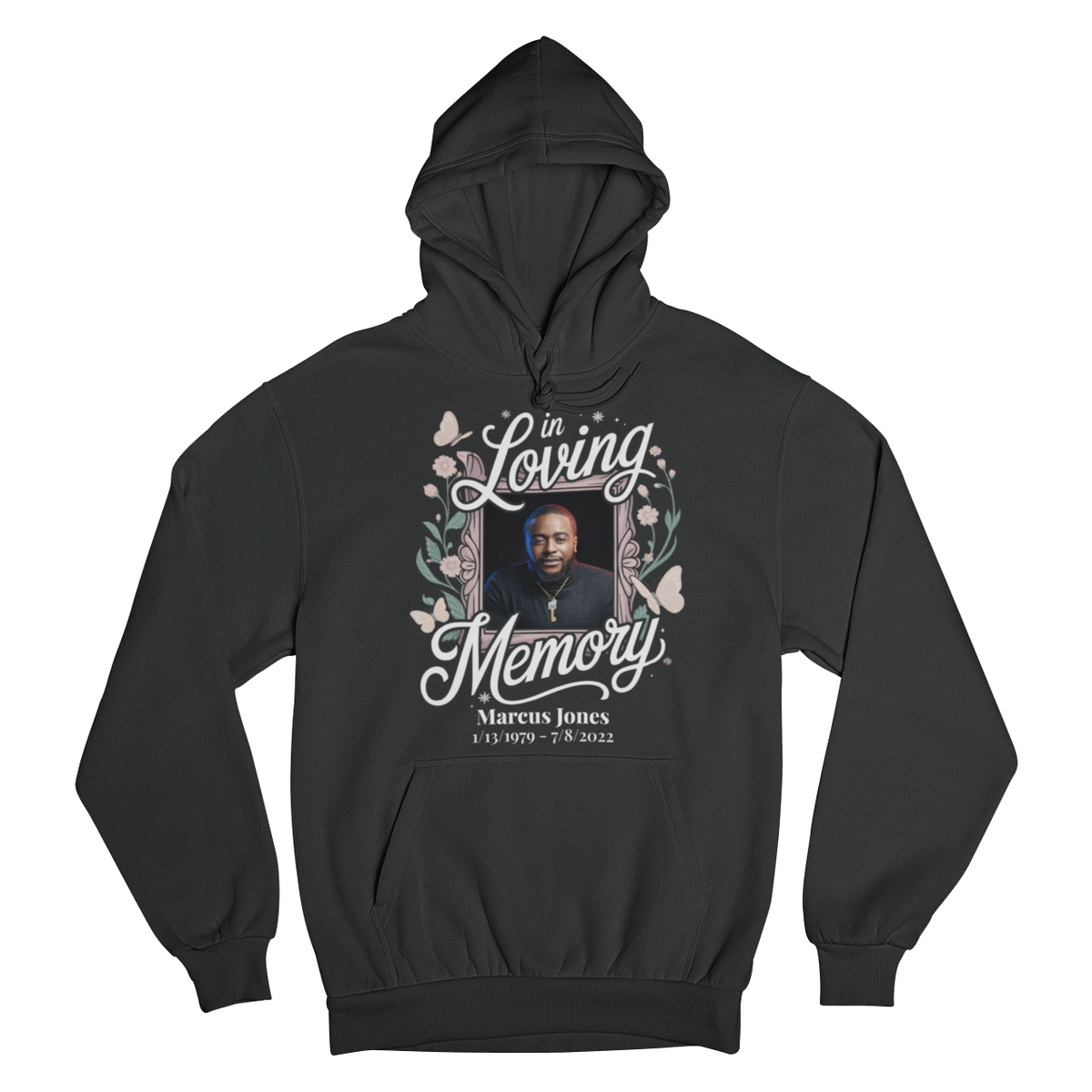 In Loving Memory Personalized Memorial Hoodie – Custom Photo, Name &amp; Dates