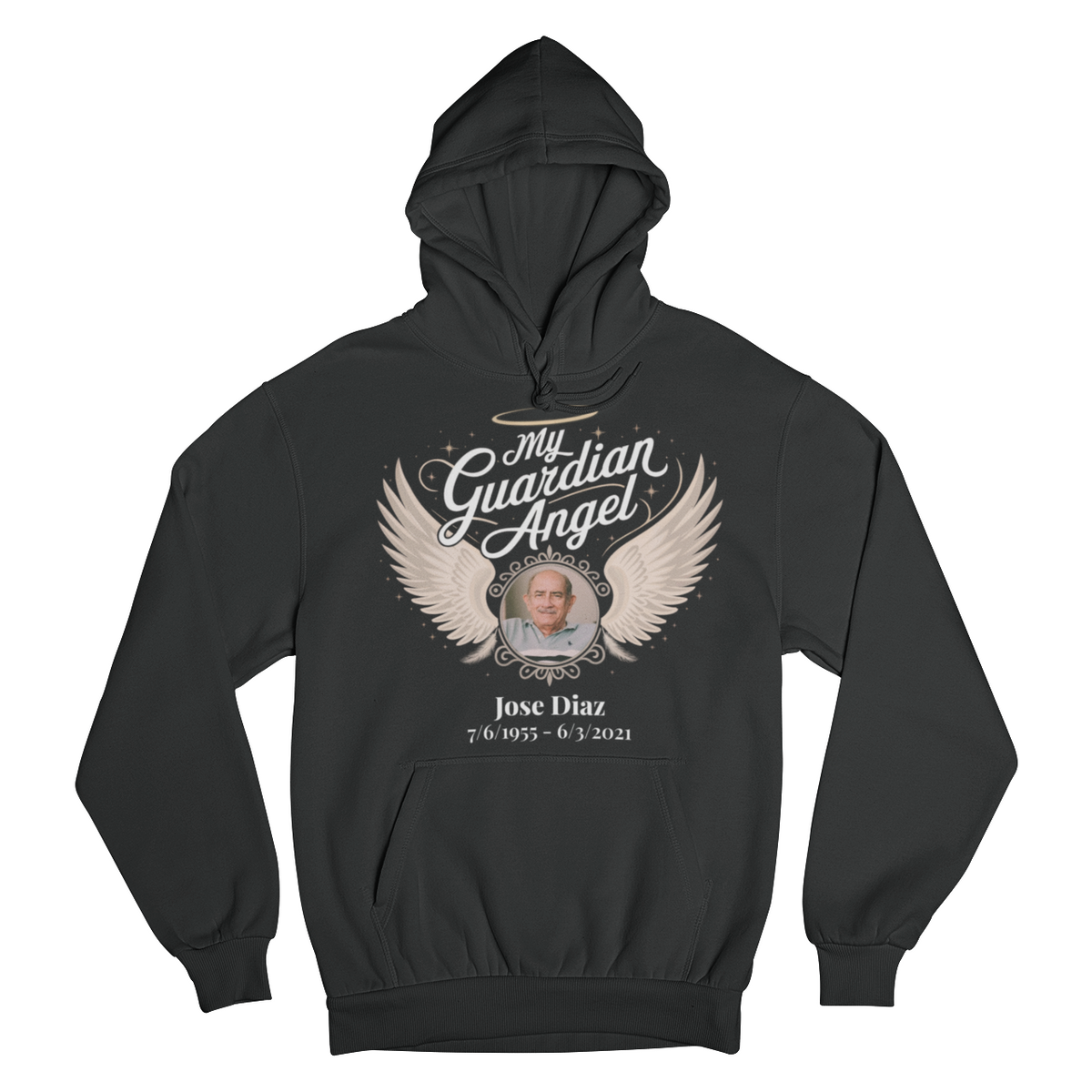 My Guardian Angel Personalized Memorial Hoodie – Custom Photo, Name &amp; Dates