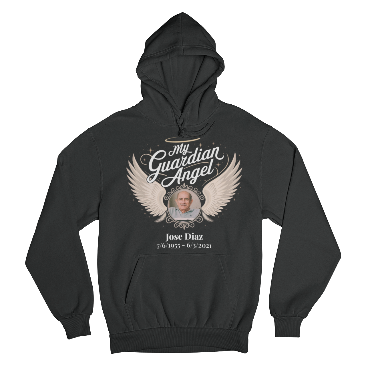 My Guardian Angel Personalized Memorial Hoodie – Custom Photo, Name & Dates