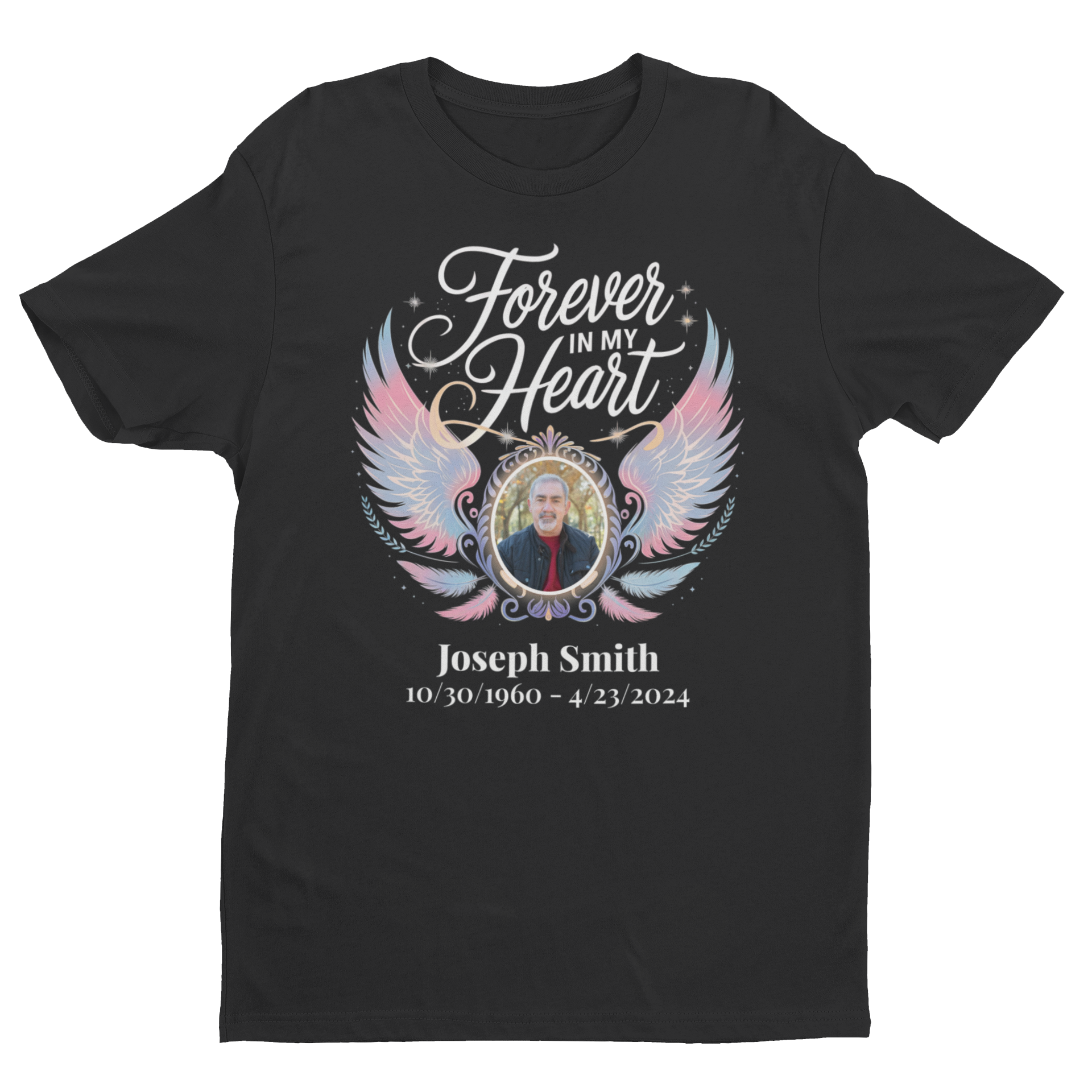 Forever in My Heart Personalized Memorial T-Shirt – Custom Photo, Name & Dates