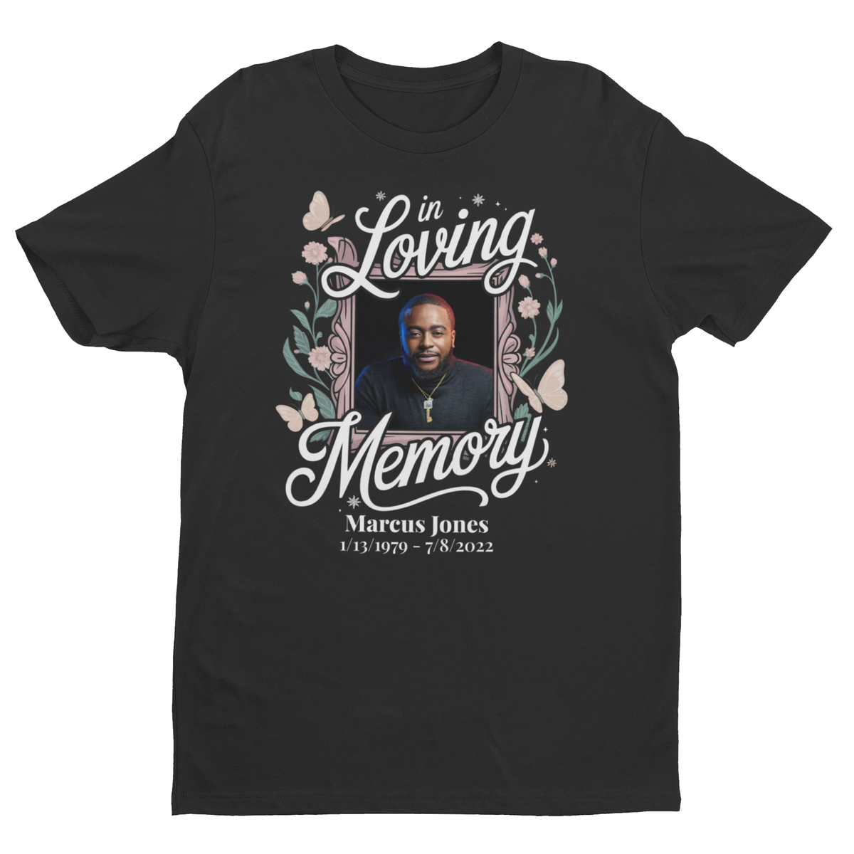 In Loving Memory Personalized Memorial T-Shirt – Custom Photo, Name &amp; Dates