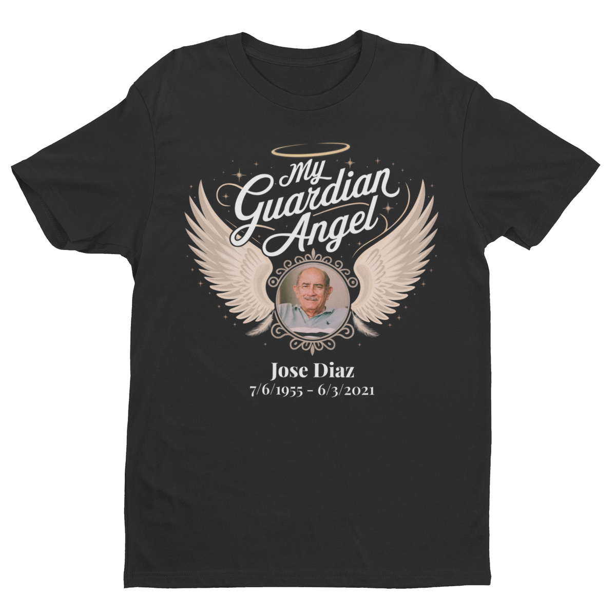 My Guardian Angel Personalized Memorial T-Shirt – Custom Photo, Name &amp; Dates