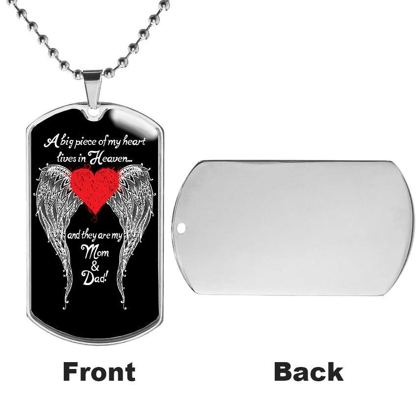 Mom & Dad - A Big Piece of my Heart Engravable Luxury Dog Tag - Guardian Angel Collection
