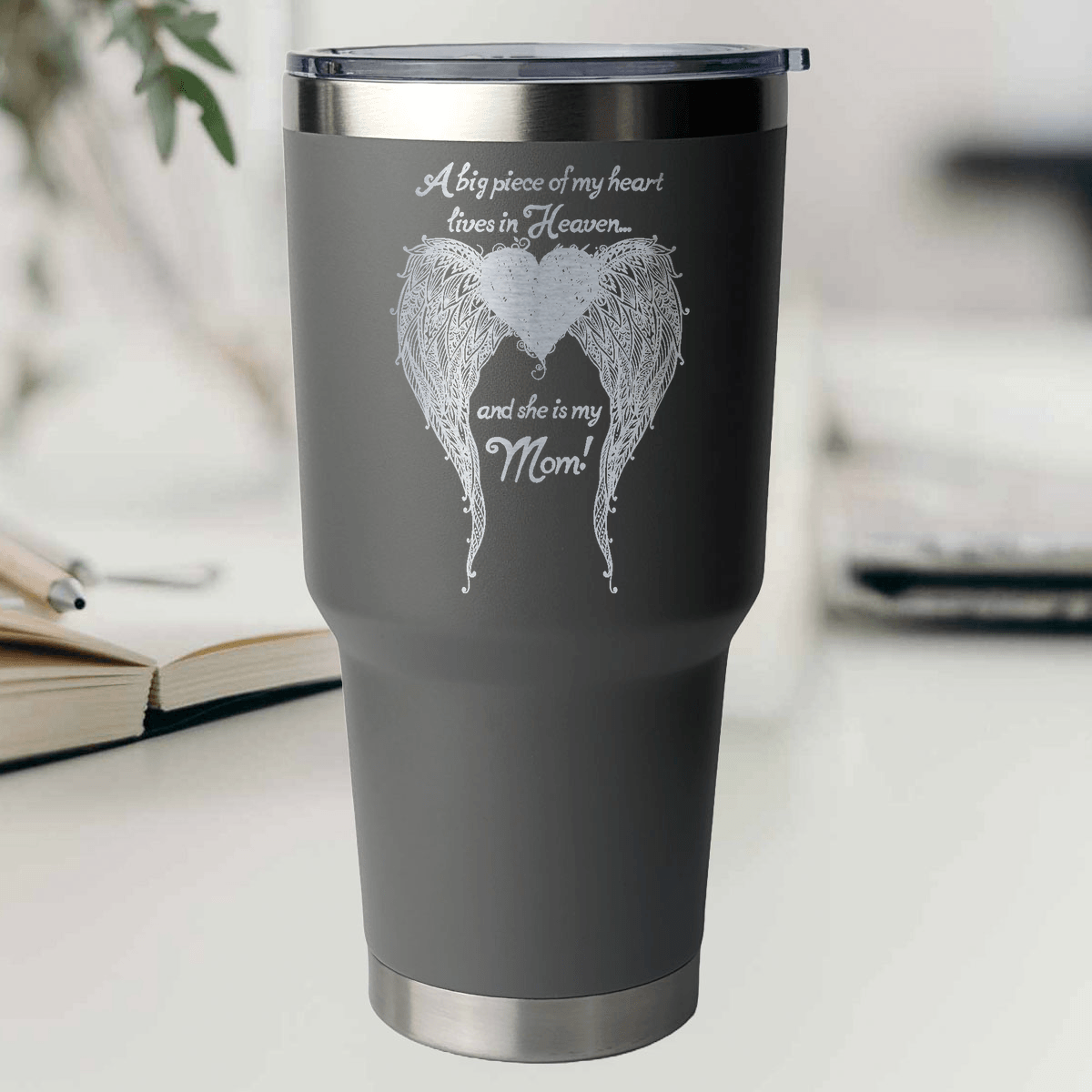Mom - A Big Piece of my Heart 30 Ounce Laser Etched Tumbler - Guardian Angel Collection
