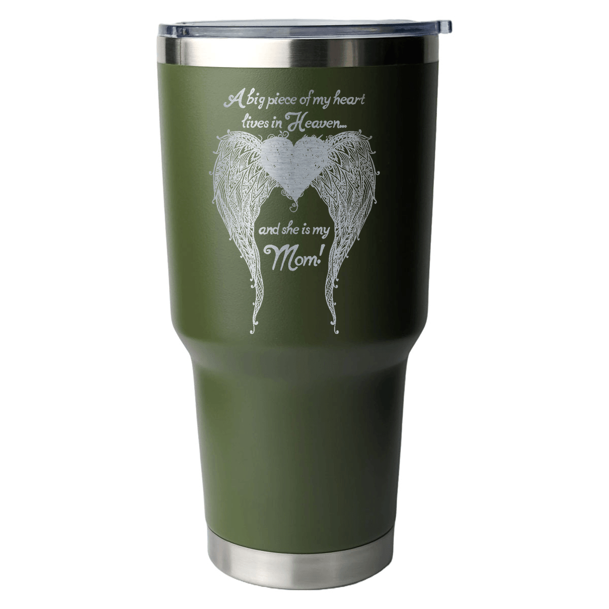 Mom - A Big Piece of my Heart 30 Ounce Laser Etched Tumbler - Guardian Angel Collection