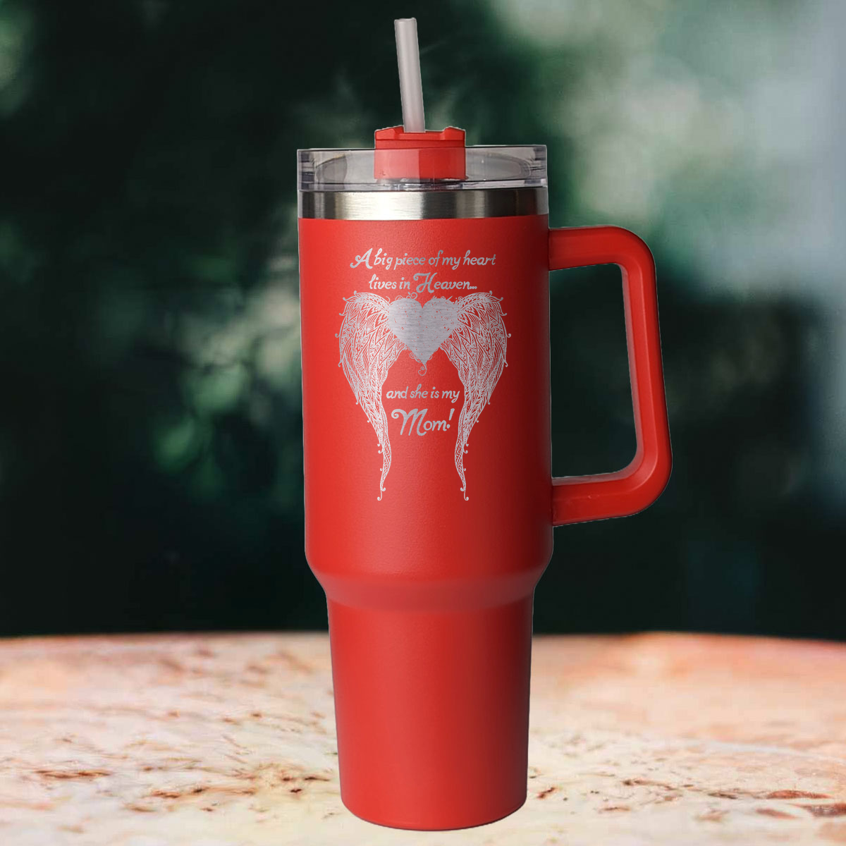 Mom - A Big Piece of my Heart 40 Ounce Laser Etched Tumbler Red