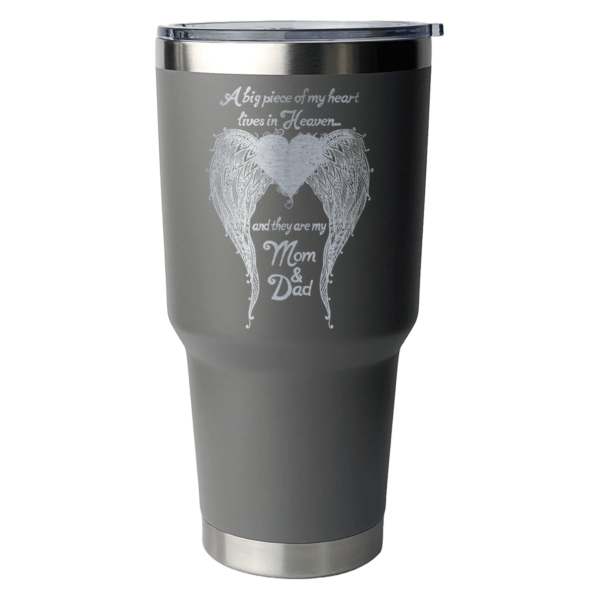 Mom & Dad - A Big Piece of my Heart 30 Ounce Laser Etched Tumbler - Guardian Angel Collection
