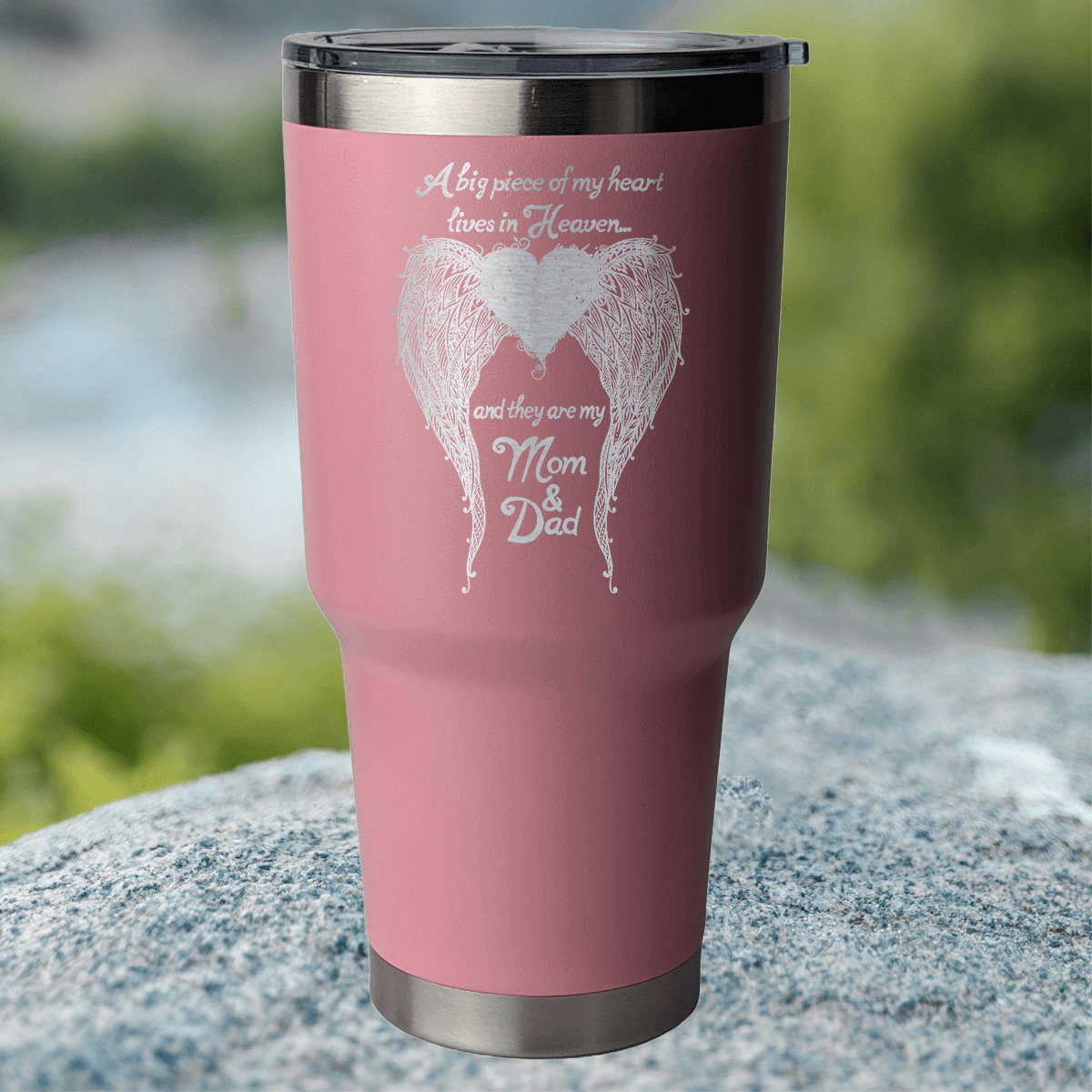 Mom & Dad - A Big Piece of my Heart 30 Ounce Laser Etched Tumbler - Guardian Angel Collection