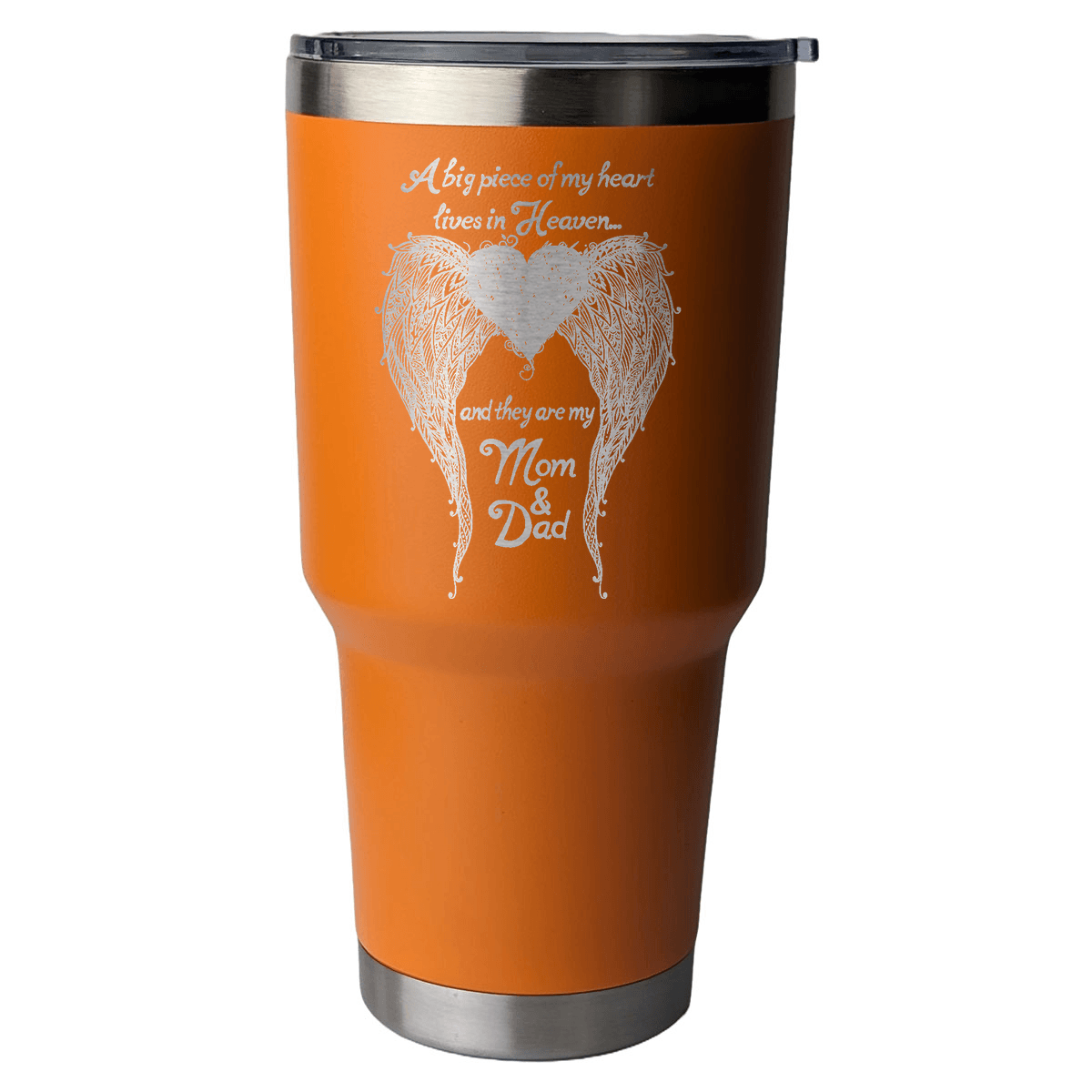 Mom & Dad - A Big Piece of my Heart 30 Ounce Laser Etched Tumbler - Guardian Angel Collection