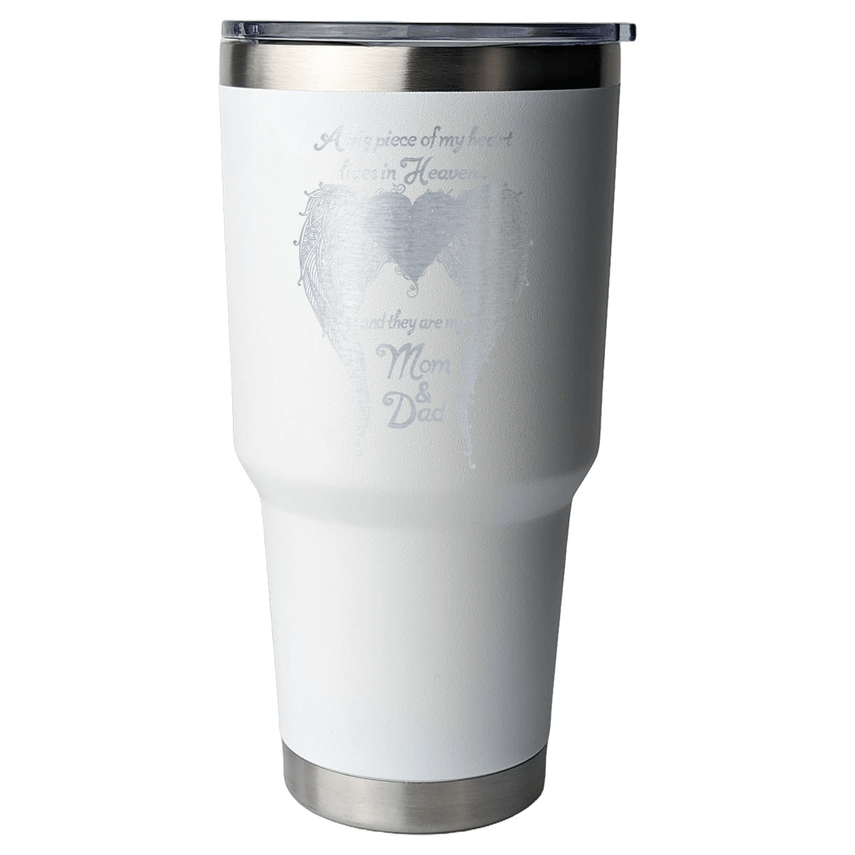 Mom & Dad - A Big Piece of my Heart 30 Ounce Laser Etched Tumbler - Guardian Angel Collection