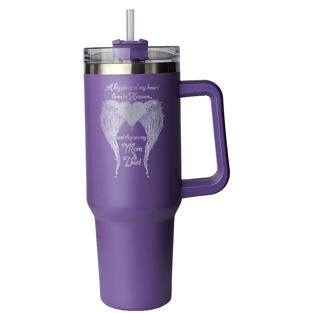 Mom & Dad - A Big Piece of my Heart 40 Ounce Laser Etched Tumbler - Guardian Angel Collection