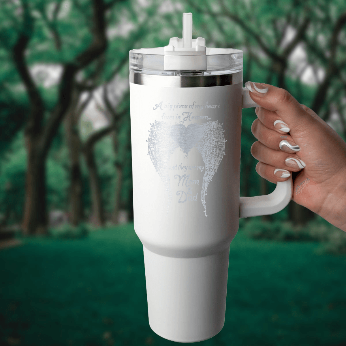 Mom & Dad - A Big Piece of my Heart 40 Ounce Laser Etched Tumbler - Guardian Angel Collection