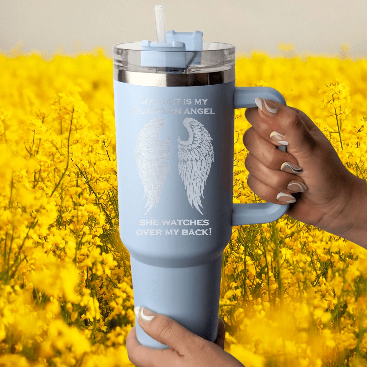 My Aunt is my Guardian Angel 40 Ounce Laser Etched Tumbler - Guardian Angel Collection