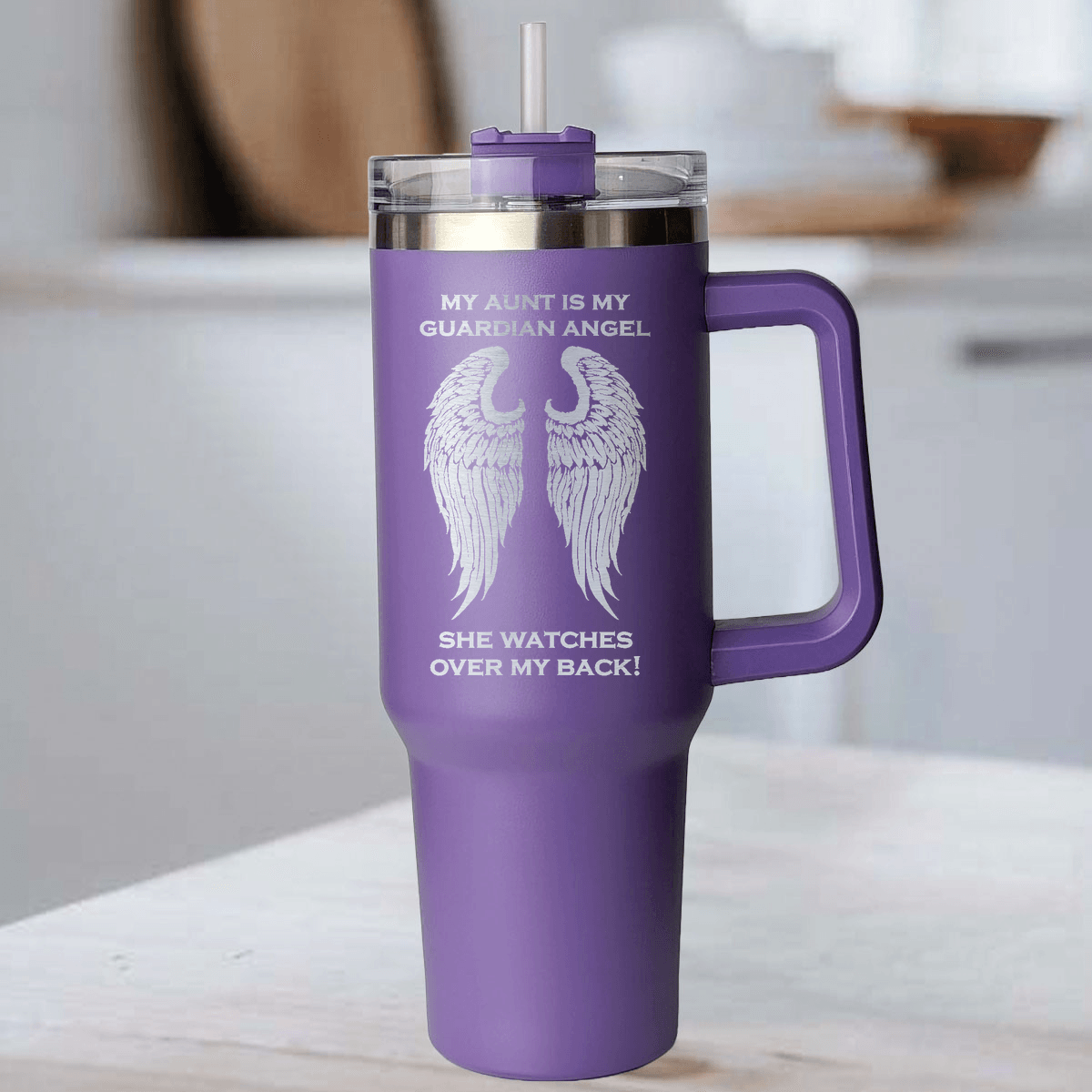 My Aunt is my Guardian Angel 40 Ounce Laser Etched Tumbler - Guardian Angel Collection