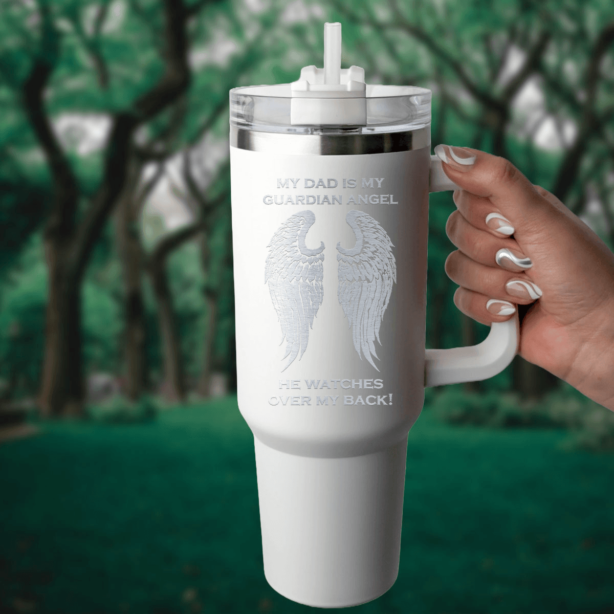 My Dad is my Guardian Angel 40 Ounce Laser Etched Tumbler - Guardian Angel Collection
