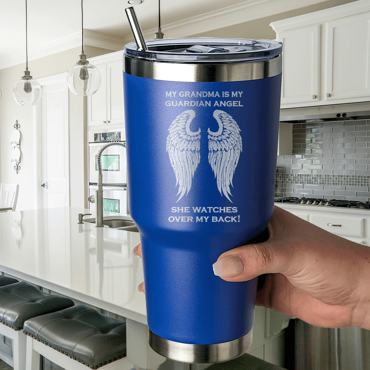 My Grandma is my Guardian Angel 30 Ounce Laser Etched Tumbler - Guardian Angel Collection