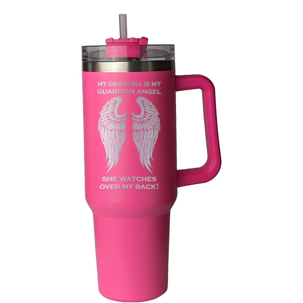 My Grandma is my Guardian Angel 40 Ounce Laser Etched Tumbler Pink