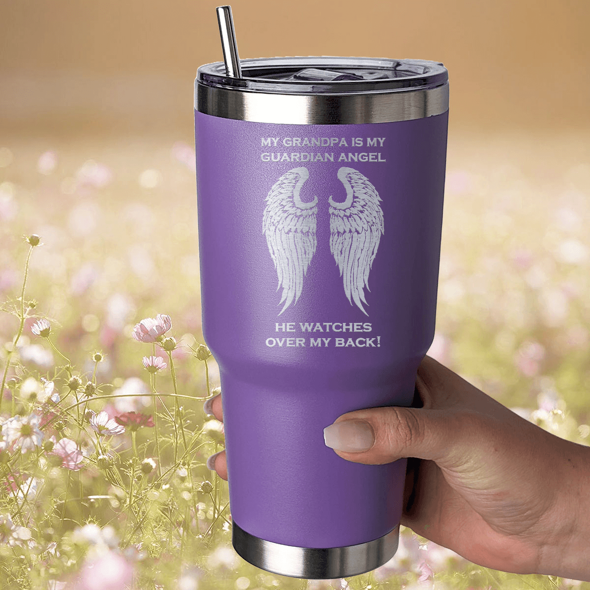 My Grandpa is my Guardian Angel 30 Ounce Laser Etched Tumbler - Guardian Angel Collection