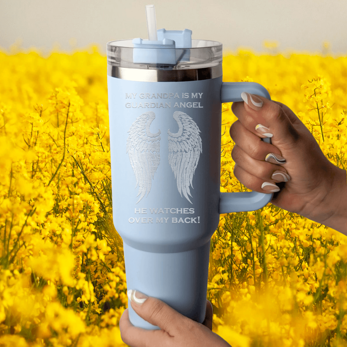 My Grandpa is my Guardian Angel 40 Ounce Laser Etched Tumbler - Guardian Angel Collection