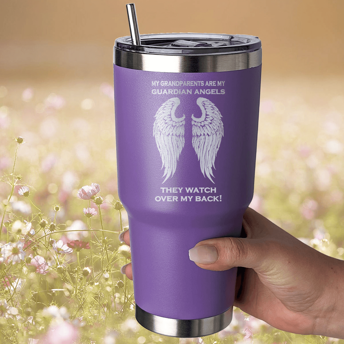 My Grandparents are my Guardian Angels 30 Ounce Laser Etched Tumbler - Guardian Angel Collection