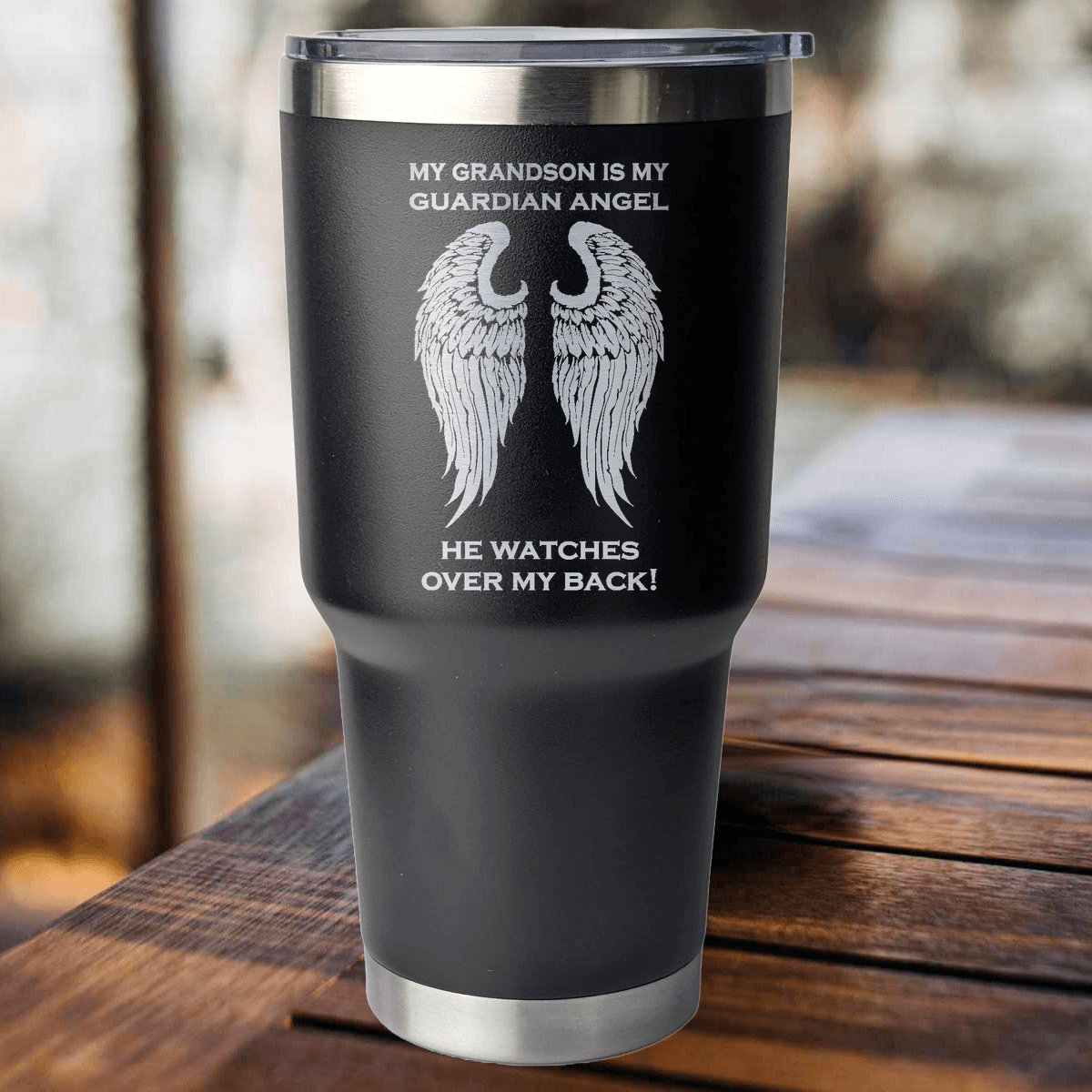 My Grandson is my Guardian Angel 30 Ounce Laser Etched Tumbler - Guardian Angel Collection