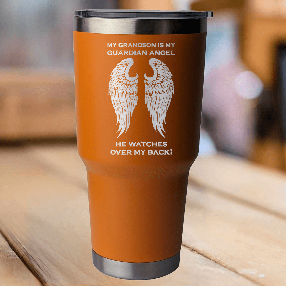 My Grandson is my Guardian Angel 30 Ounce Laser Etched Tumbler - Guardian Angel Collection