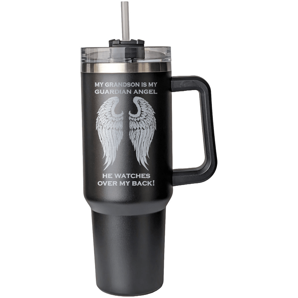 My Grandson is my Guardian Angel 40 Ounce Laser Etched Tumbler - Guardian Angel Collection