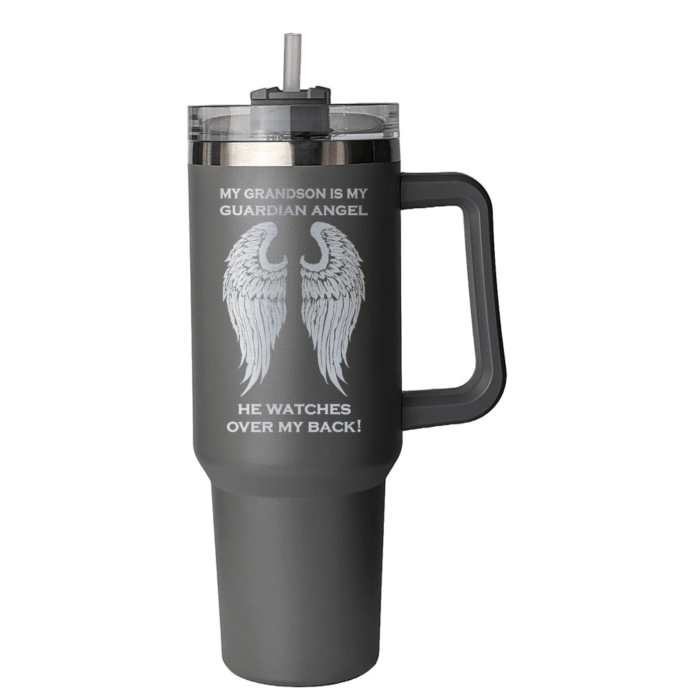 My Grandson is my Guardian Angel 40 Ounce Laser Etched Tumbler - Guardian Angel Collection