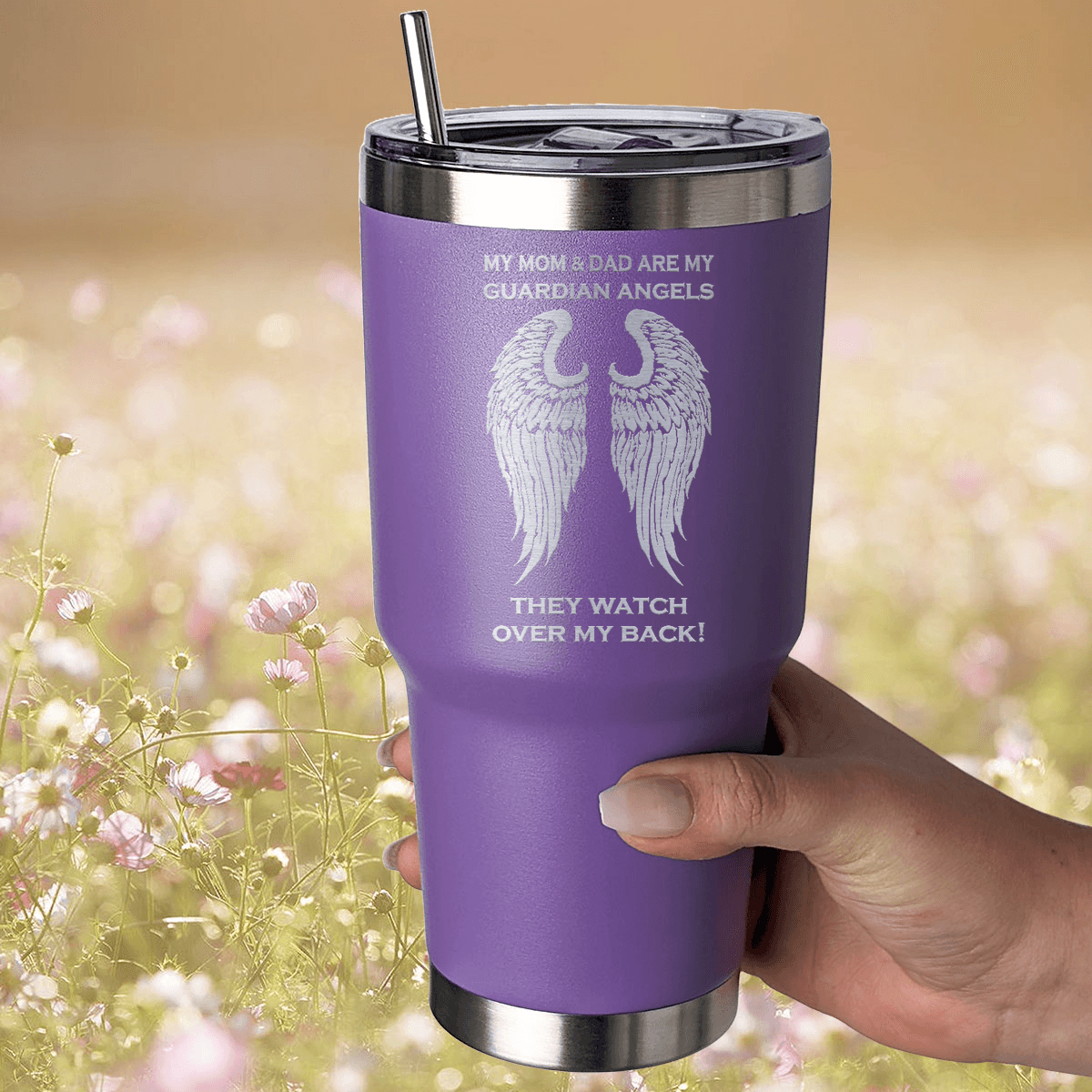 My Mom & Dad are my Guardian Angels 30 Ounce Laser Etched Tumbler - Guardian Angel Collection