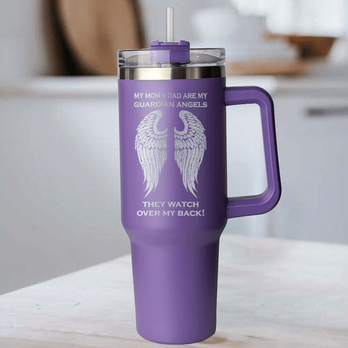 My Mom & Dad are my Guardian Angels 40 Ounce Laser Etched Tumbler - Guardian Angel Collection