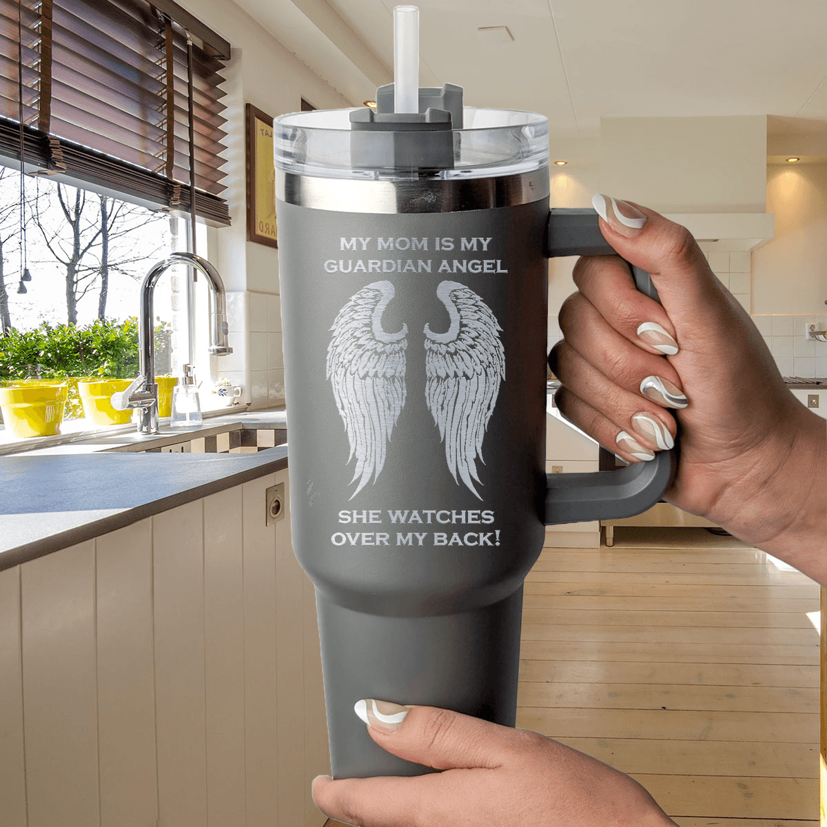 My Mom is my Guardian Angel 40 Ounce Laser Etched Tumbler - Guardian Angel Collection