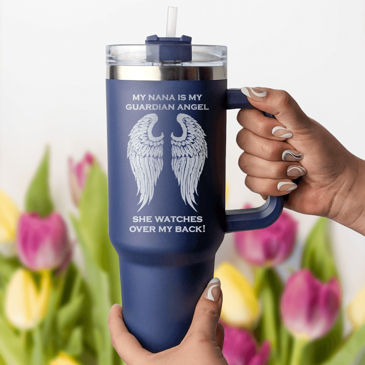 My Nana is my Guardian Angel 40 Ounce Laser Etched Tumbler - Guardian Angel Collection