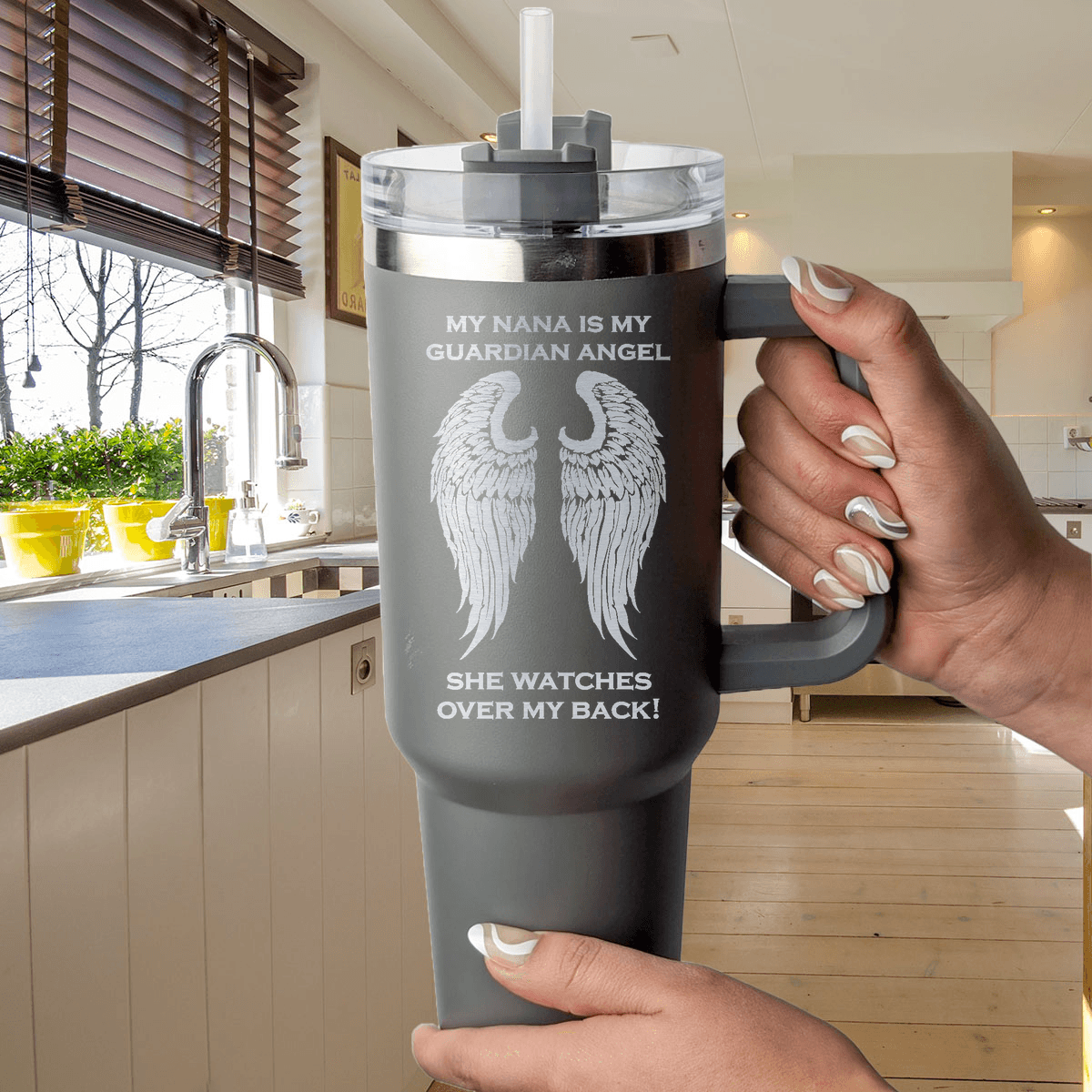 My Nana is my Guardian Angel 40 Ounce Laser Etched Tumbler - Guardian Angel Collection