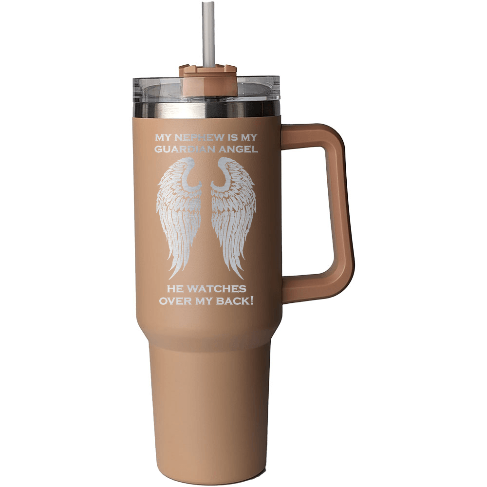 My Nephew is my Guardian Angel 40 Ounce Laser Etched Tumbler - Guardian Angel Collection