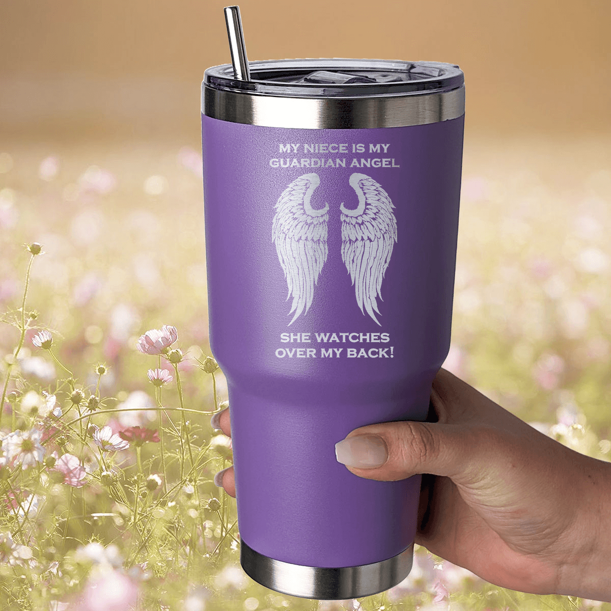 My Niece is my Guardian Angel 30 Ounce Laser Etched Tumbler - Guardian Angel Collection