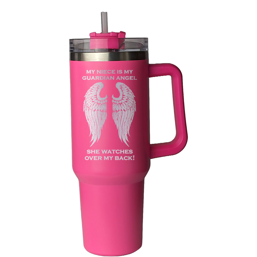 My Niece is my Guardian Angel 40 Ounce Laser Etched Tumbler Pink