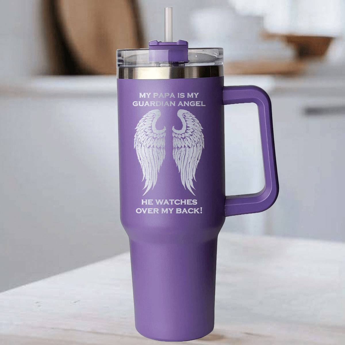 My Papa is my Guardian Angel 40 Ounce Laser Etched Tumbler - Guardian Angel Collection