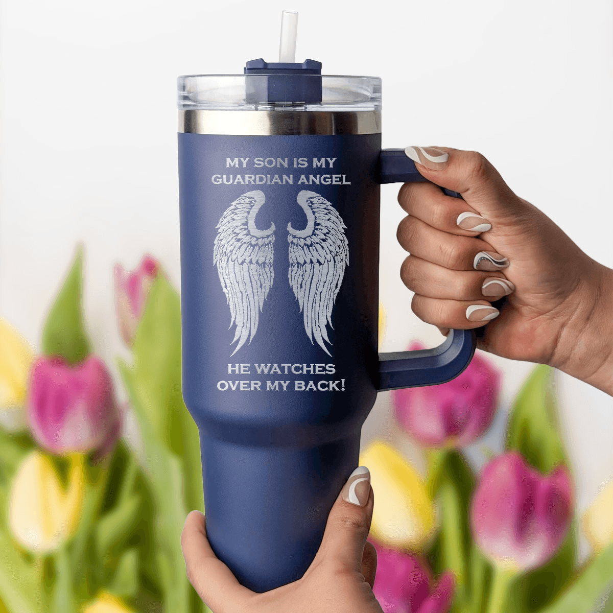 My Son is my Guardian Angel 40 Ounce Laser Etched Tumbler - Guardian Angel Collection
