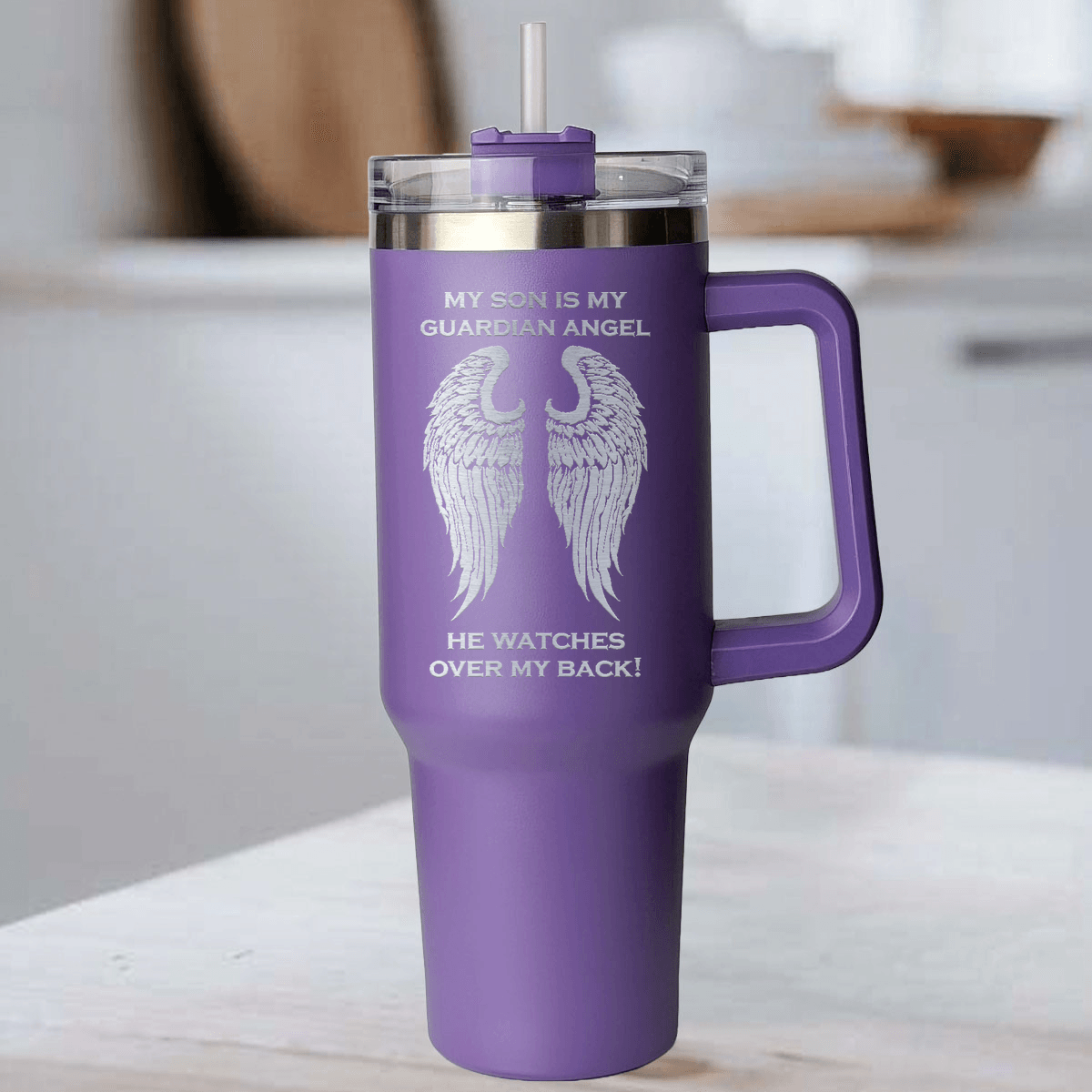 My Son is my Guardian Angel 40 Ounce Laser Etched Tumbler - Guardian Angel Collection