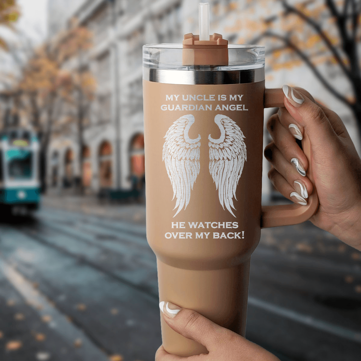 My Uncle is my Guardian Angel 40 Ounce Laser Etched Tumbler - Guardian Angel Collection